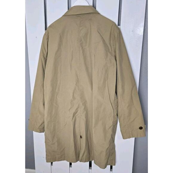 LL Bean Men's‎ Classic Beige Khaki Long Trench Raincoat Large Neutral - Picture 2 of 10